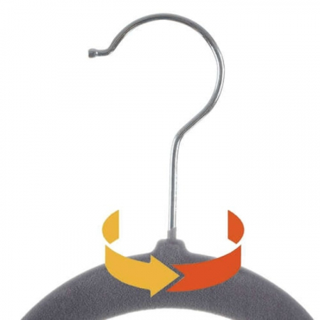 Set de 20 umerase din catifea VarioShop® cu carlig rotativ 360°, design rotunjit pentru protectia umerilor hainelor, ideal pentru camasi, paltoane, jachete si costume, dimensiuni 45x23 cm, culoare gri [9]