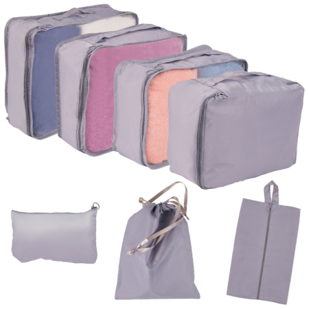 Sport & Travel - Set de 7 organizatoare pentru valiza VarioShop®, solutia completa pentru un bagaj ordonat si eficient, material textil, Gri
