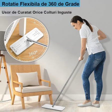 Set de curatenie cu mop si galeata VarioShop®, capacitate 5.7 litri, include 2 rezerve din microfibra,, ideal pentru utilizare in interior, realizat din plastic rezistent, cu perii sintetici, mop plat [19]