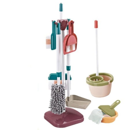 Set de curatenie interactiv pentru copii 15 in 1 VarioShop®, cu aspirator functional, mop, galeata si accesorii, jucarie educativa sigura 3–10 ani