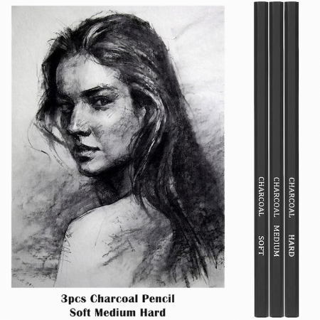 Set de instrumente pentru schite VarioShop®, din 29 piese, include creioane si carbune din lemn natural, cu husa pentru depozitare pliabila, Negru/Maro [13]