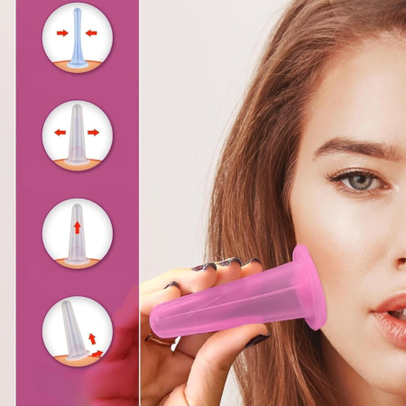 Aparate de masaj - Set de masaj cu rola si ventuze VarioShop®, pentru masaj vacuum, 4 cupe, tonifiere, fermitate, detoxifiere, imbunatatirea circulatiei, din cauciuc si saculet de depozitare, silicon, Roz