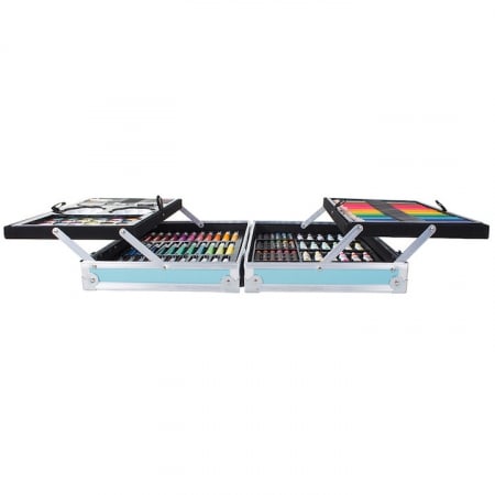 Set de pictura si desen pentru copii VarioShop®, 145 de piese, Cutie metalica, Albastru [8]