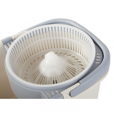 Set Galeata si Mop Rotativ VarioShop®, Rotire 360 Grade, Maner Telescopic Reglabil, Sistem de Stoarcere Automata, Supapa Scurgere, Toate Tipurile de Pardoseli, Alb/Gri [4]