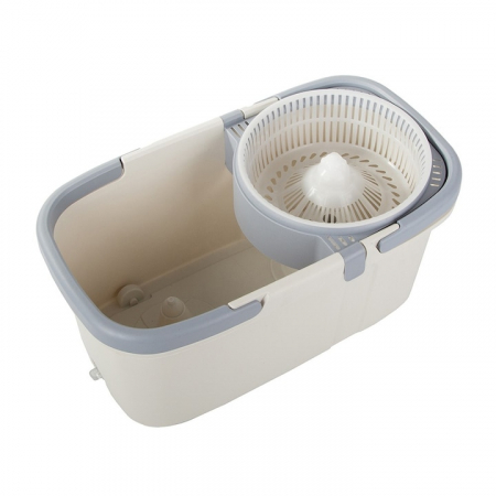Set Galeata si Mop Rotativ VarioShop®, Rotire 360 Grade, Maner Telescopic Reglabil, Sistem de Stoarcere Automata, Supapa Scurgere, Toate Tipurile de Pardoseli, Alb/Gri [8]