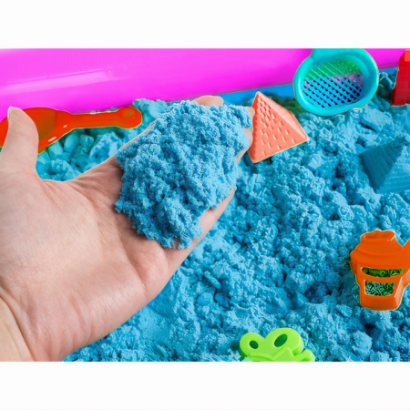 Set Nisip Kinetic VarioShop®, Sand Art, Dezvolta Creativitatea si Imaginatia, Include 14 Forme pentru Modelat si Alte Accesorii, Tavita Gonflabila, Pompa de Mana, 2Kg, Dimensiune Tavita 43x57cm, Multi [2]