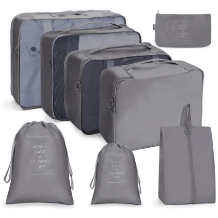 Curatenie, Organizare si Depozitare - Set organizatoare bagaj VarioShop® 7 piese, organizatoare pentru valiza si geanta de voiaj, saci pentru depozitare haine, lenjerie si cosmetice, set organizare calatorie
