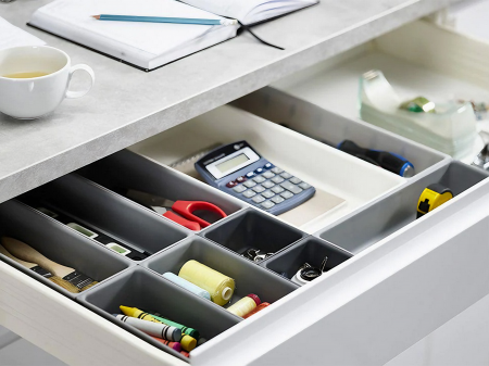 Set Organizator Multifunctional VarioShop®, 10 Recipiente de Diferite Marimi, Conectare Rapida Prin Carlige Speciale, Pentru Tacamuri, Unelte sau Alte Obiecte Mici, Montabil in Sertar, 52 x 43, 5 x 5  [6]