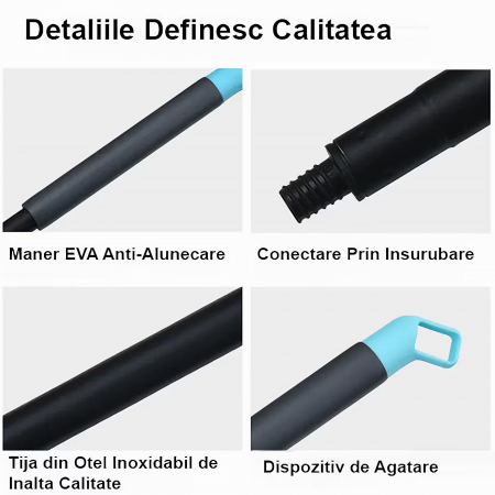 Set Perie Multifunctionala 3in1 VarioShop®, Multiple Utilizari, Maner Ergonomic, 2x Lavete Curatare, 1x Laveta Microfibra, 1x Perie Rigida, Rotire de 180°, Maner Lung Extensibil, 56cm-128cm, Alb [17]