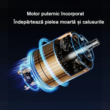 Set Pila electrica pentru talpi si calcaie, VarioShop®, display digital, acumulator 1200 mAh, 2 viteze, 2400 rot/min, 3 capete incluse, lanterna LED, incarcare USB, indepartare piele moarta, indeparta [22]
