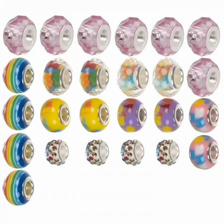 Set realizare bratari pentru copii VarioShop®, contine diverse bijuterii, pandantive si margele, 4 bratari, 70 piese, cutie depozitare inclusa, portabil, dezvolta abilitatile manuale, + 3 ani, multico [14]