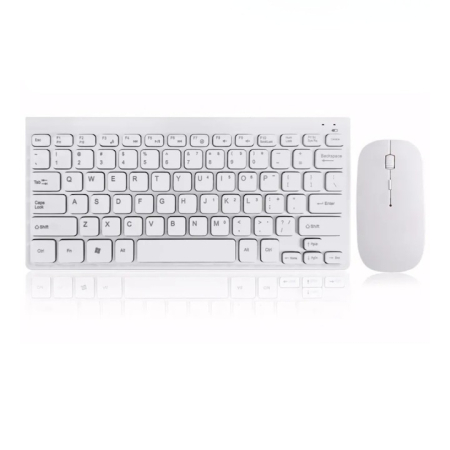 Mouse-uri si tastaturi - Set tastatura si mouse wireless VarioShop®, Slim Mini, conexiune 2.4 GHz, silentios, design compact si elegant, compatibil Windows/Android/iOS/Linux, alb