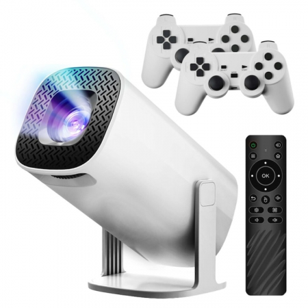 Videoproiectoare - Set Videoproiector si Controlere VarioShop®, Smart 4K, Wi-Fi, Bluetooth, Rezolutie HD 1280x720p, Sistem De Operare Android 11.0, HDMI, USB, Screen Mirroring Pentru Android/IOS, Procesor Quad-core Mali