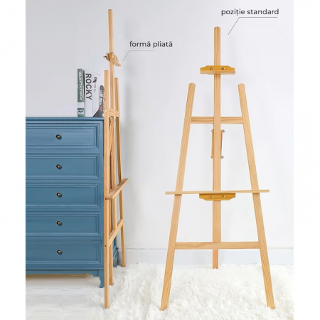 Sevalet pentru Pictura VarioShop®, din Lemn, Pliabil, Inaltime reglabila maxim 170 cm, Bej [1]