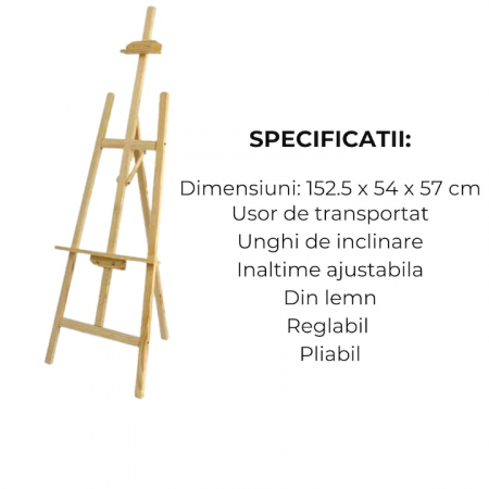 Sevalet pentru Pictura VarioShop®, din Lemn, Pliabil, Inaltime reglabila maxim 170 cm, Bej [3]