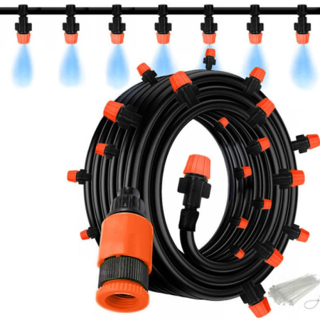 Aeratoare, Cultivatoare - Sistem de irigatii cu perdea de apa 10 m VarioShop®, 10 aspersoare reglabile, racire si udare gradina, terasa sau sera, fara electricitate, usor de instalat, Negru