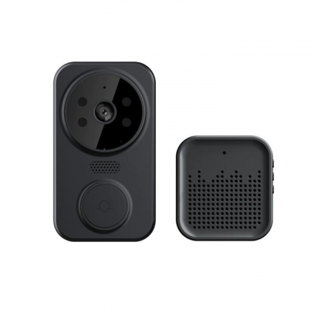 Iluminat & electrice - Sonerie inteligenta VarioShop®, cu camera de supraveghere 1080p, interfon, functie IR Night vision, audio bidirectional si conexiune la aplicatia, instalare rapida, Negru