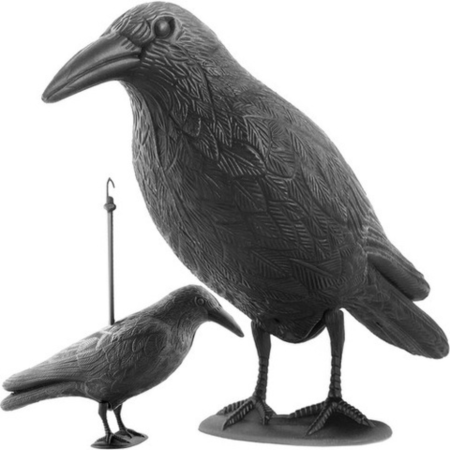 Aeratoare, Cultivatoare - Sperietoare pasari VarioShop® tip corb realist, repelent pentru porumbei, grauri si alte pasari, montare suspendata sau pe suport, pentru balcon, gradina si livada, negru, 33x20 cm