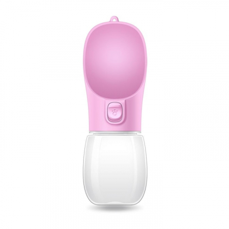 Petshop - Sticla portabila cu rezervor de apa pentru animale VarioShop®, rezistent la scurgeri, functie blocare/deblocare, capacitate 380 ml, 22 x 7.5 cm, Roz