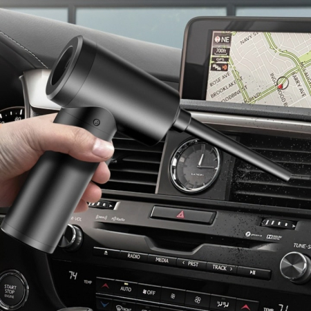 Aspiratoare, Suflante si Tocatoare - Suflanta electrica portabila cu aer comprimat VarioShop®, fara fir, baterie incorporata 6000 mAh, incarcare rapida USB-C, 2 trepte de viteza, LED si 4 varfuri interschimbabile, Negru