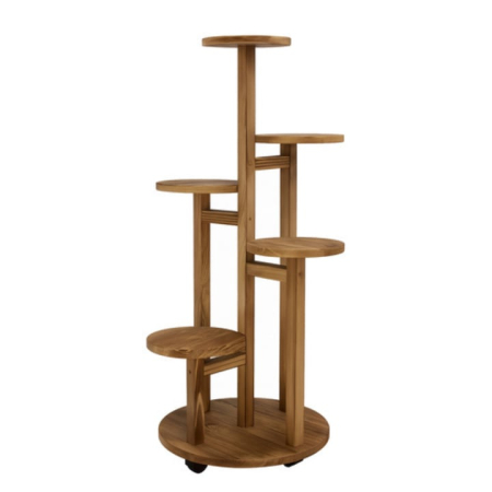 Casa & Bucatarie - Suport de flori din lemn VarioShop®, vertical, cu 6 niveluri pentru 7 ghivece, design elegant, mobil si rezistent, ideal pentru interior si exterior