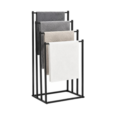 Suporturi si accesorii baie - Suport prosoape VarioShop®, cu 4 bare de agatare, structura din otel, 96 x 40 x 29 cm, negru mat