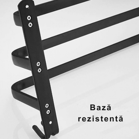 Suport de Prosoape VarioShop®, Montare pe Perete, 3 Nivele, Accesorii Instalare, Rezistent la Apa si Rugina, Aluminiu, 49 x 24 cm, Negru [13]