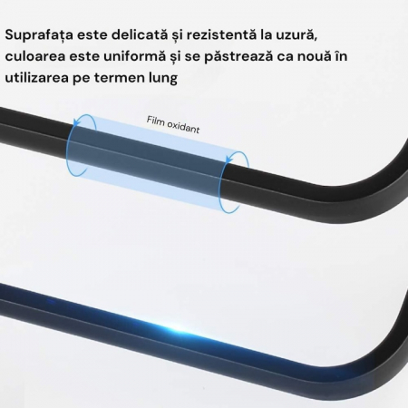 Suport de Prosoape VarioShop®, Montare pe Perete, 3 Nivele, Accesorii Instalare, Rezistent la Apa si Rugina, Aluminiu, 49 x 24 cm, Negru [7]