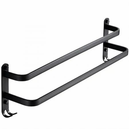Baie - Suport de Prosoape VarioShop®, Montare pe Perete, Level 2.0, Accesorii Instalare, Rezistent la Apa si Rugina, Aluminiu, 60 cm, Negru