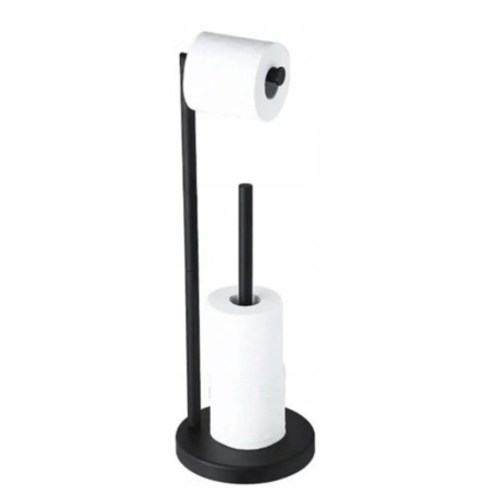 Casa & Bucatarie - Suport hartie igienica VarioShop® negru otel 55 cm baza antiderapanta suport vertical baie si prosoape bucatarie design modern compact