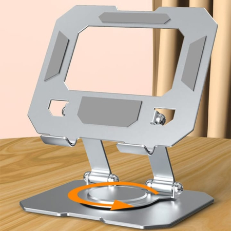 Laptop, Tablete & Telefoane - Suport laptop reglabil din metal VarioShop®, cu rotire 360°, inaltime si unghi ajustabile, design ergonomic, stabil si durabil, ideal pentru birou si acasa, Argintiu