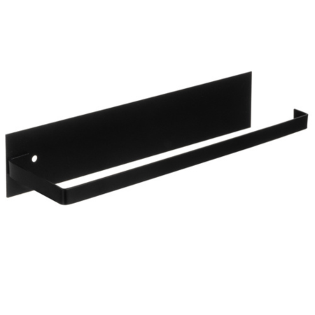 Suport metalic pentru prosoape de bucatarie VarioShop®, stil loft, montaj cu banda dublu adeziva, rezistent la umiditate, fara gaurire, otel carbon, 25 x 7 x 4.8 cm, Negru