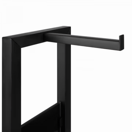 Suport multifunctional VarioShop®, pentru Hartie igienica cu perie de WC si Suport pentru role, Design elegant din Otel vopsit cu pulbere, Sticla si PVC de inalta Calitate, culoare Negru Mat, 70 x 20 [12]