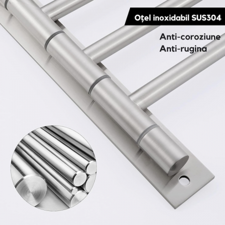 Suport pentru prosoape VarioShop®, pentru baie, bucatarie, design elegant, 4 brate mobile, 360 de grade, otel inoxidabil, dimensiune 43 x 35 cm, Argintiu [5]