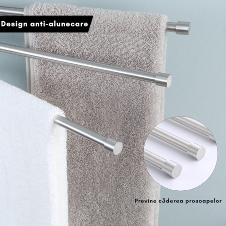 Suport pentru prosoape VarioShop®, pentru baie, bucatarie, design elegant, 4 brate mobile, 360 de grade, otel inoxidabil, dimensiune 43 x 35 cm, Argintiu [4]