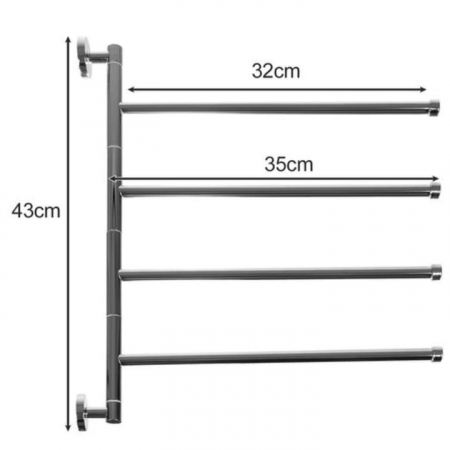 Suport pentru prosoape VarioShop®, pentru baie, bucatarie, design elegant, 4 brate mobile, 360 de grade, otel inoxidabil, dimensiune 43 x 35 cm, Argintiu [13]