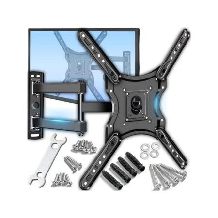 Casa & Bucatarie - Suport perete TV reglabil VarioShop®, 10–32”, universal, brat extensibil 43 cm, inclinare si rotatie 360°, compatibil VESA 75x75/100x100, 20 kg, cu nivel inclusa, negru