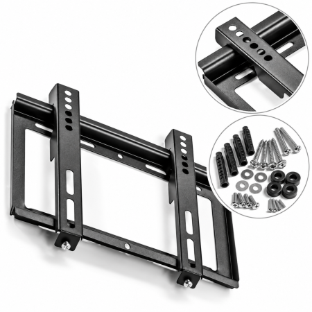 Televizoare & accesorii - Suport perete TV VarioShop®, 14–42 inch, compatibil LCD si LED, sustine pana la 25 kg, prindere VESA, structura din otel, suruburi si accesorii de montaj incluse, negru