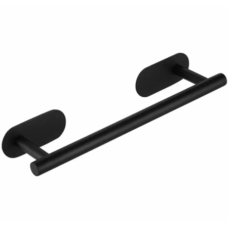 Sanitare si accesorii - Suport prosop metalic negru din otel inoxidabil VarioShop®, cu montaj autoadeziv sau cu suruburi, ideal pentru bucatarie si baie, economiseste spatiu, 40 cm, Negru