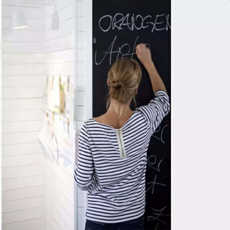 Tabla autoadeziva de scris si desenat cu creta VarioShop®, neagra, autocolanta, tip sticker, cu set de creta colorata inclus, reutilizabila, ajustabila 45x200 cm [12]