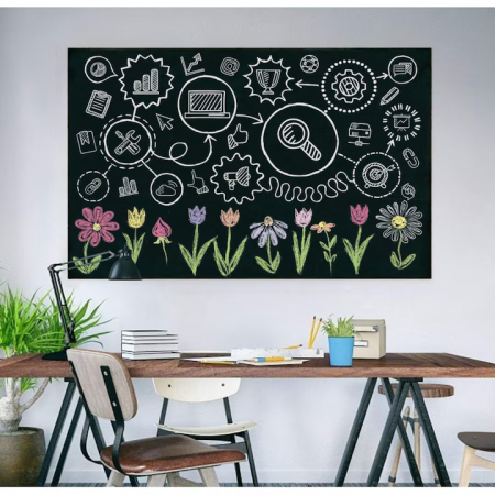 Tabla autoadeziva de scris si desenat cu creta VarioShop®, neagra, autocolanta, tip sticker, cu set de creta colorata inclus, reutilizabila, ajustabila 45x200 cm [11]