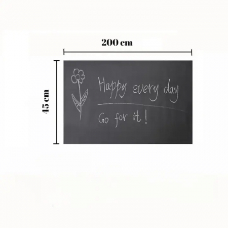 Tabla autoadeziva de scris si desenat cu creta VarioShop®, neagra, autocolanta, tip sticker, cu set de creta colorata inclus, reutilizabila, ajustabila 45x200 cm [49]