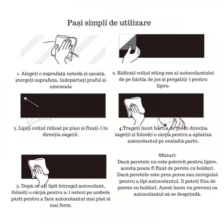 Tabla autoadeziva de scris si desenat cu creta VarioShop®, neagra, autocolanta, tip sticker, cu set de creta colorata inclus, reutilizabila, ajustabila 45x200 cm [42]