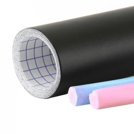 Tabla autoadeziva de scris si desenat cu creta VarioShop®, neagra, autocolanta, tip sticker, cu set de creta colorata inclus, reutilizabila, ajustabila 45x200 cm [51]