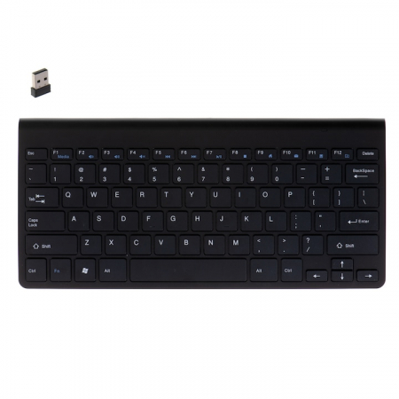 Tastatura wireless VarioShop®, design compact si subtire, compatibilitate universala, conectivitate 2.4GHz, economisire energie, 28.5 x 13.3 x 1.9 cm, Negru [4]