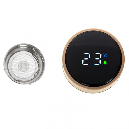 Termos smart cu afisaj LED VarioShop®, Afisarea Temperaturii, Pastreaza Bautura Fierbinte sau Rece timp de 12 ore, Otel Inoxidabil, Capacitate 500 ml, Dimensiune 21.5 x 6.7 cm, Auriu [17]