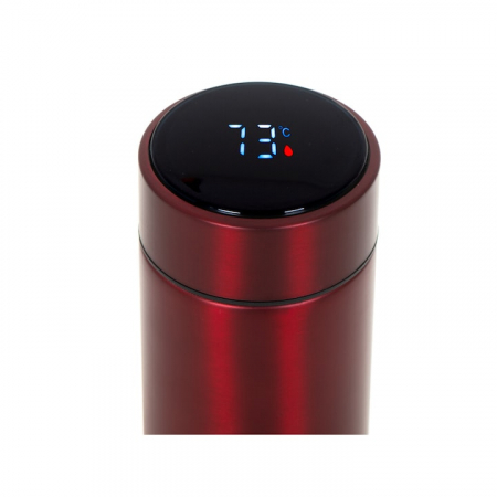 Termos smart cu afisaj LED VarioShop®, Afisarea Temperaturii, Pastreaza Bautura Fierbinte sau Rece timp de 12 ore, Otel Inoxidabil, Capacitate 500 ml, Dimensiune 21.5 x 6.7 cm, Rosu [2]