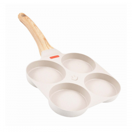 Tigaie Multifunctionala VarioShop®, pentru 4 oua, mini pizza, pancake, sandwich, tigaie cu invelis antiaderent si maner din lemn, bej [10]