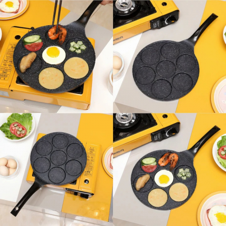 Tigaie pentru clatite cu 7 forme Smile Pancakes VarioShop®, Diametru 26 cm, 7 zone de gatit, Confectionata din otel antiaderent, Acoperire ceramica, Compatibila cu plite cu inductie, electrice, cerami [6]