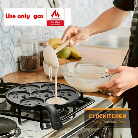 Tigaie pentru clatite cu 7 forme Smile Pancakes VarioShop®, Diametru 26 cm, 7 zone de gatit, Confectionata din otel antiaderent, Acoperire ceramica, Compatibila cu plite cu inductie, electrice, cerami [11]